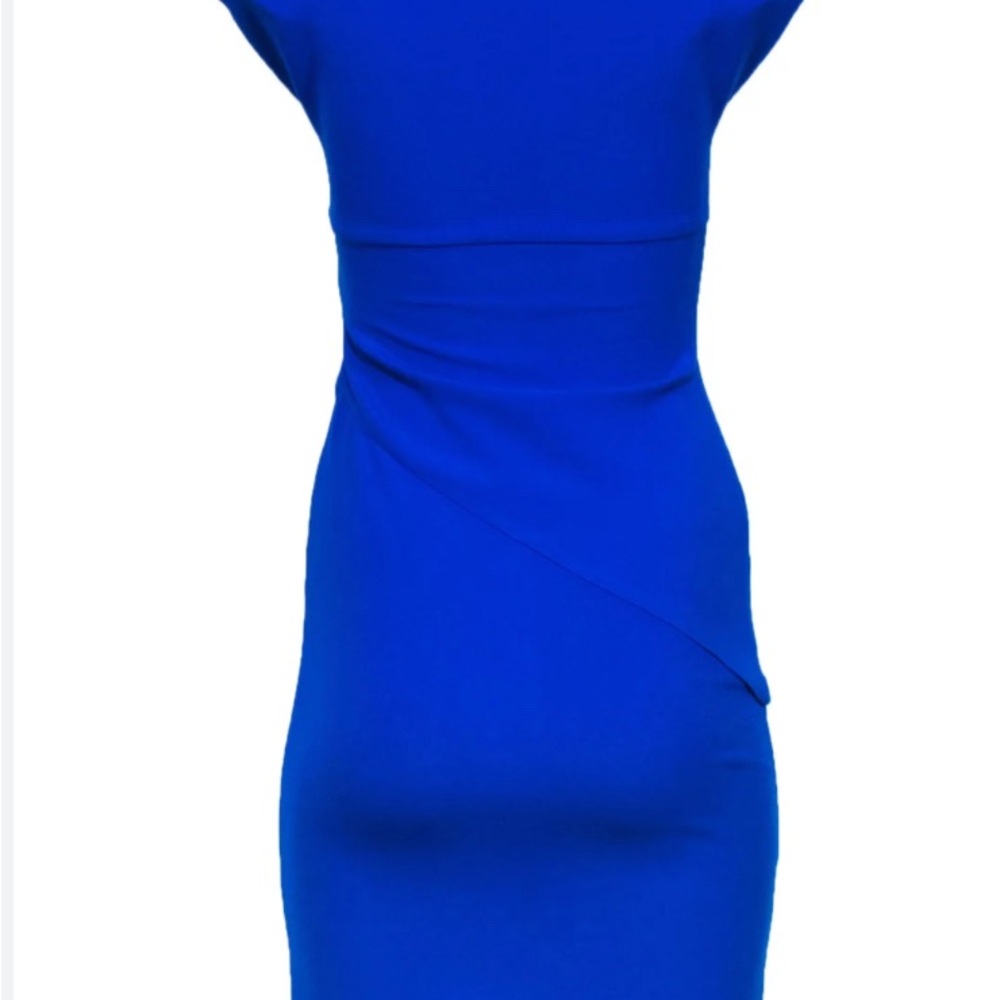 Diane Von Furstenberg Cobalt Blue Sheath Dress Ruched Waist Sz.2 - Picture 4 of 6